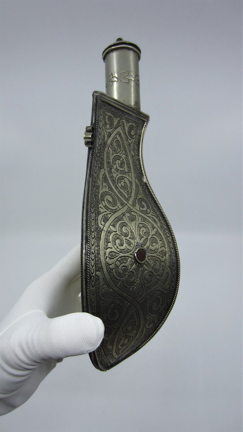 Antique North African Gun Powder Flask W/ Engraved Decor - Etsy