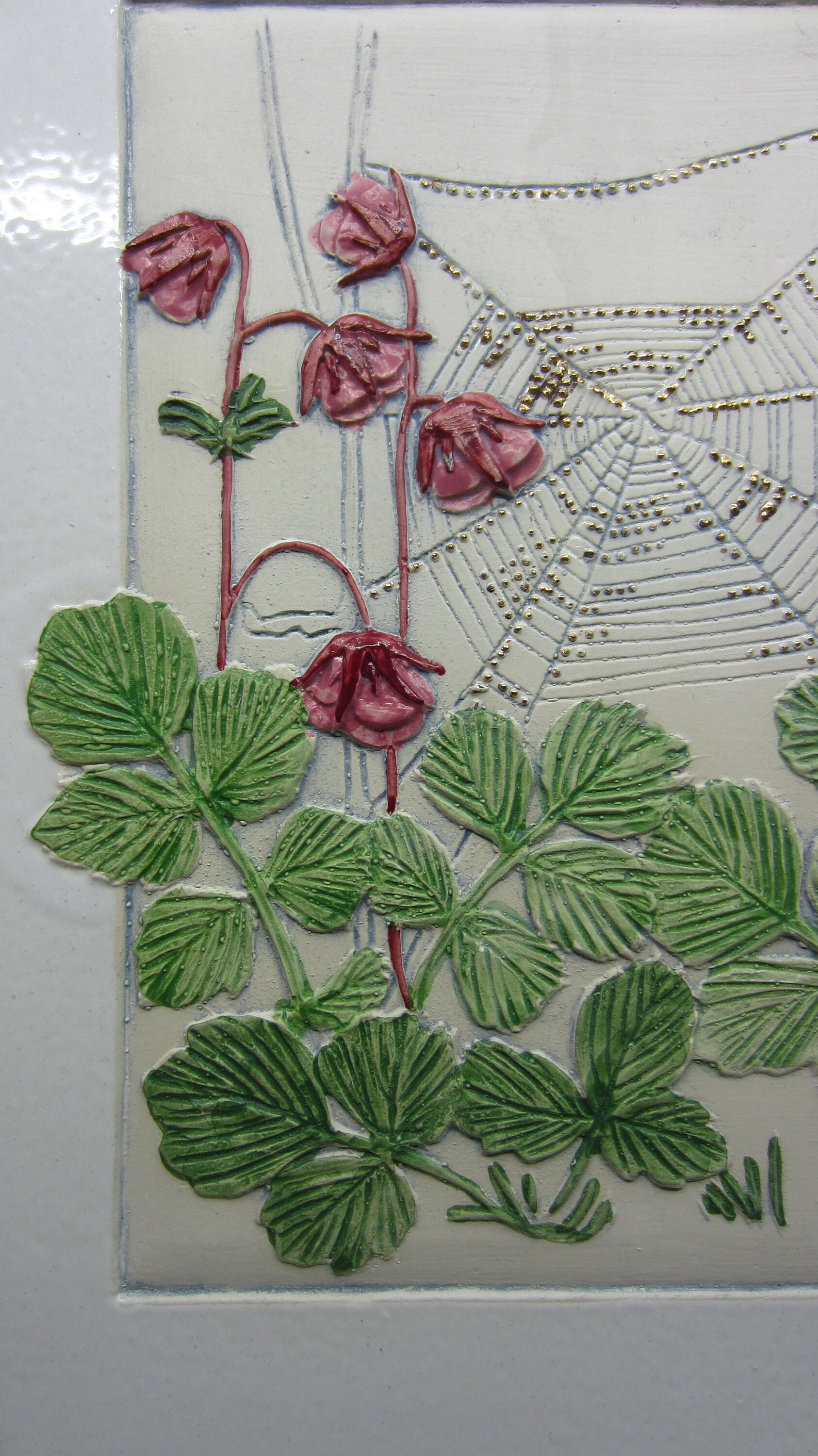 Vintage Swedish JIE White Ceramic Wall Plaque Water Avens Designer