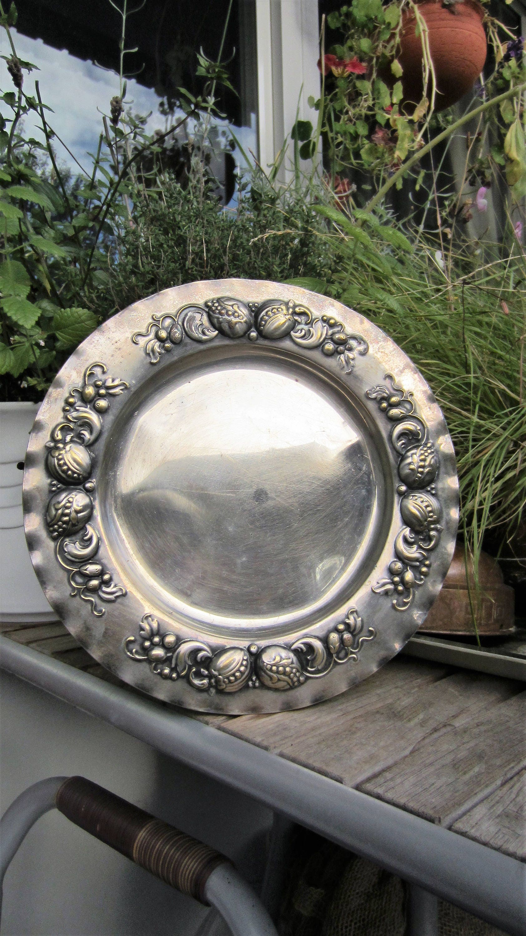 Retro IGT-PLATE Brass（retroism Swedish Neo Baroque Silverplate Metal Dish / Plate Augsburg