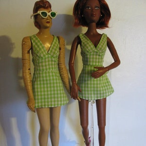 Green Gingham Swim Suit made from 1940s Fashiondol Pattern 307
