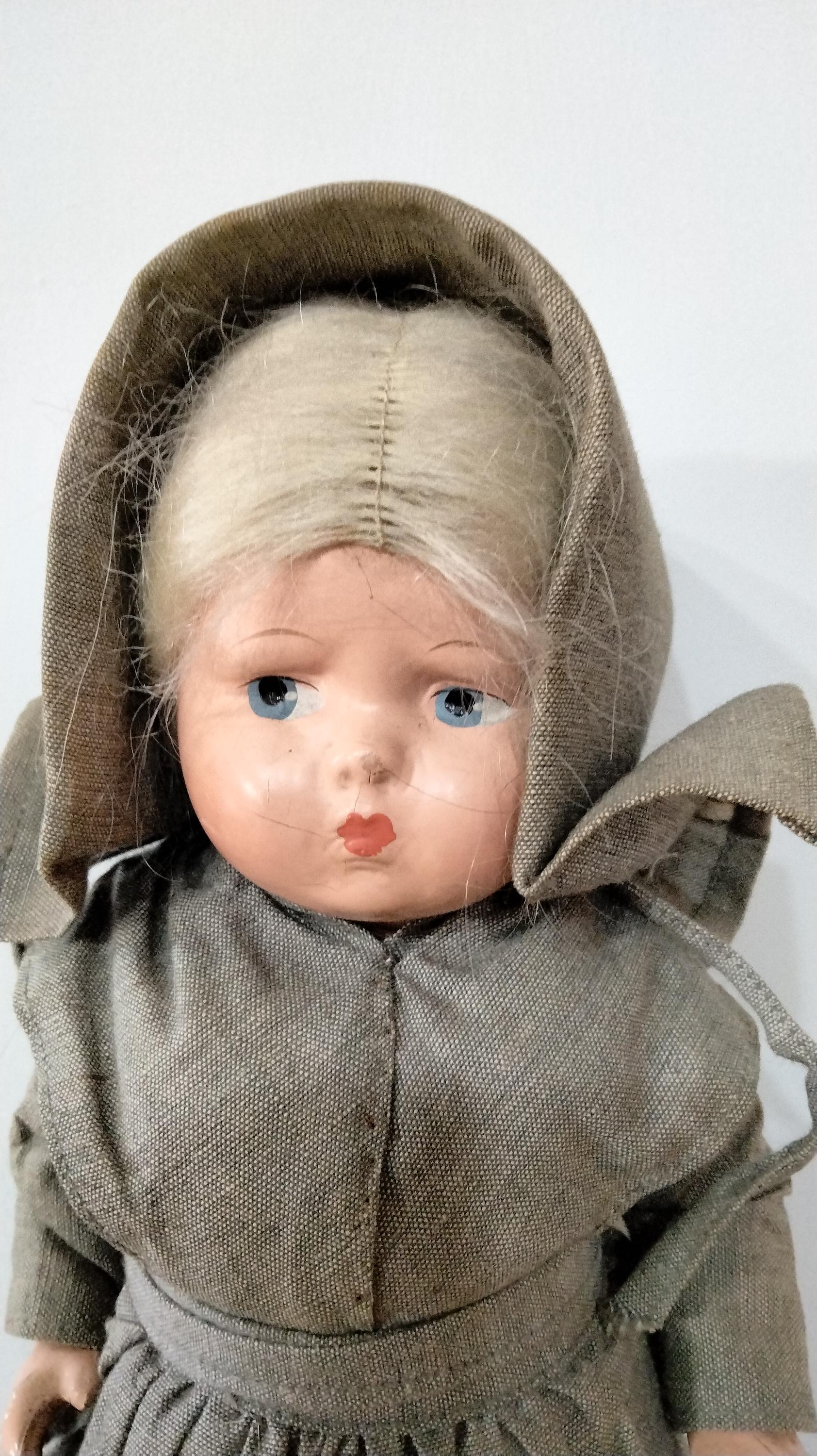 Poupée Ancienne 34 Cm R&B En Caoutchouc Plein Des Années 40-50, Vintage