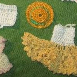 Yellow and white crochet dress, fits 6 inch girl dolls image 5