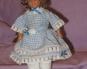 Blue Gingham dress, French hand sewing