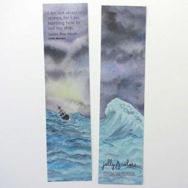 Little Women Jo March Quote Louisa May Alcott Bookmark -  I am not afraid of storms, for I am learning to sail my ship literary bookmark