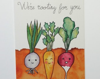 We're Rooting for You - Group Get Well Card / Group Encouragement Card - Watercolored Cute Recovery Card - Colleague Get Well Soon Card