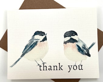 Bird Thank You Card - Chickadee Thank You Card Set - Cute Thank You Cards Set