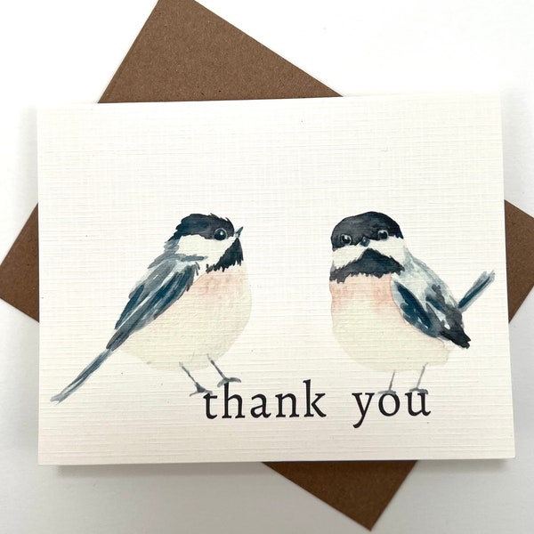 Bird Thank You Card - Chickadee Thank You Card Set - Cute Thank You Cards Set