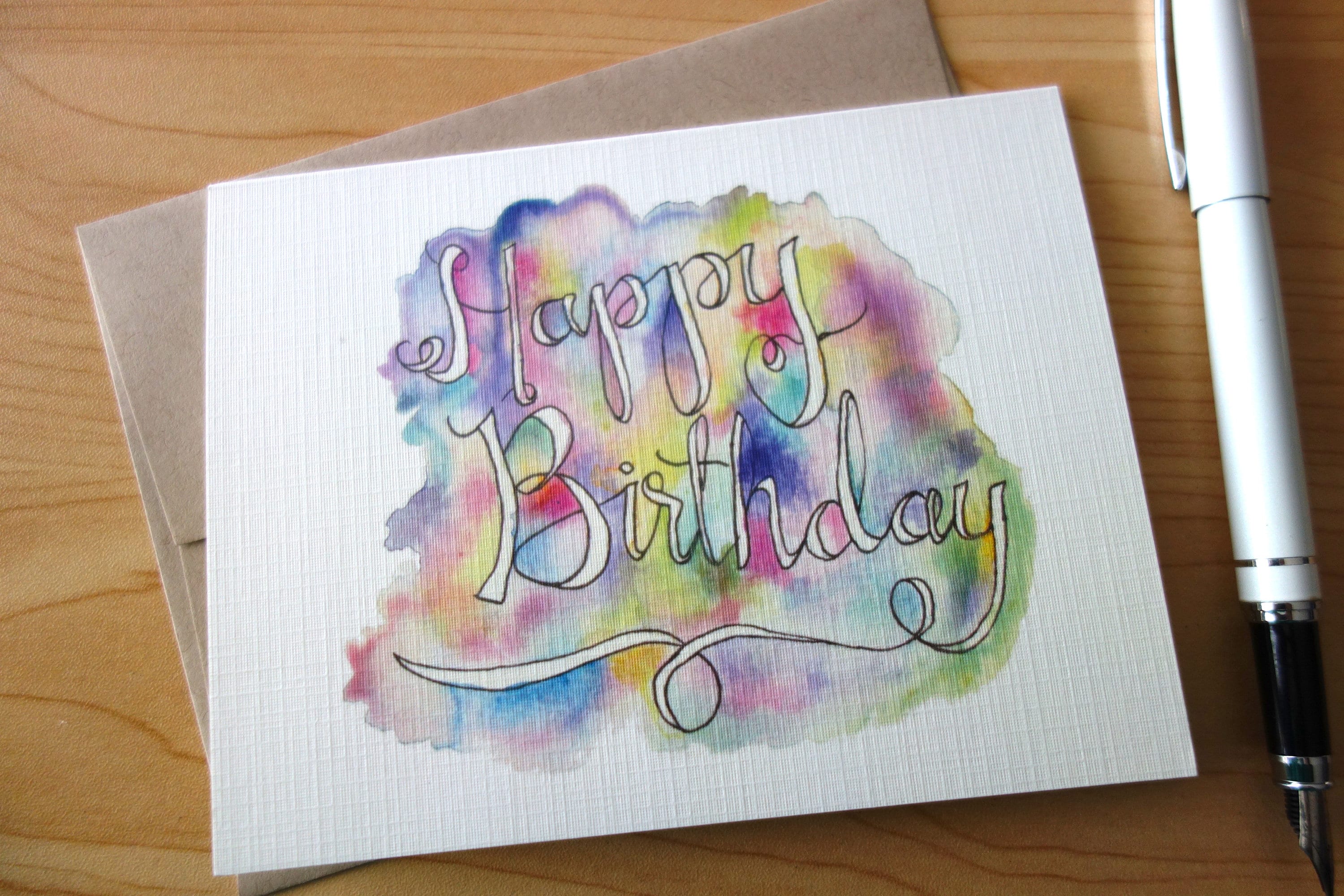 Bunte Geburtstagskarte, Aquarell Geburtstagskarte, Aquarell Geburtstagskarte, gemalte Happy 