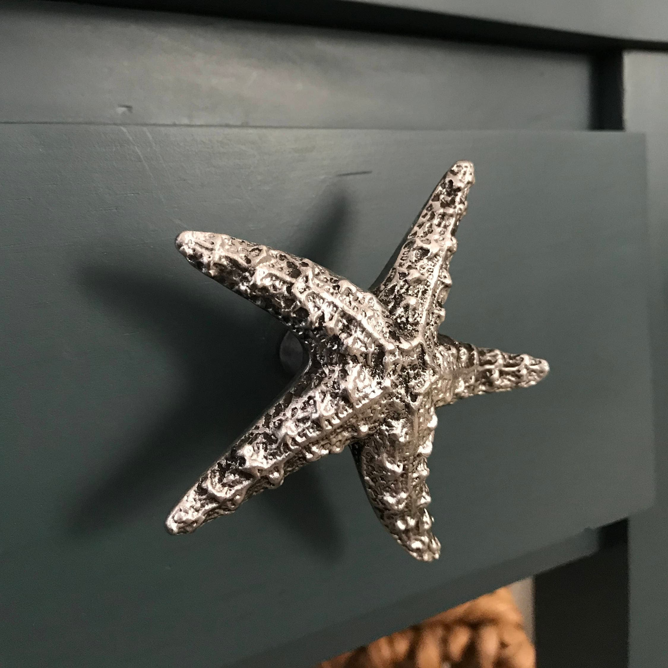 Starfish Large Knob Seashell Drawer Pull Coastal Etsy