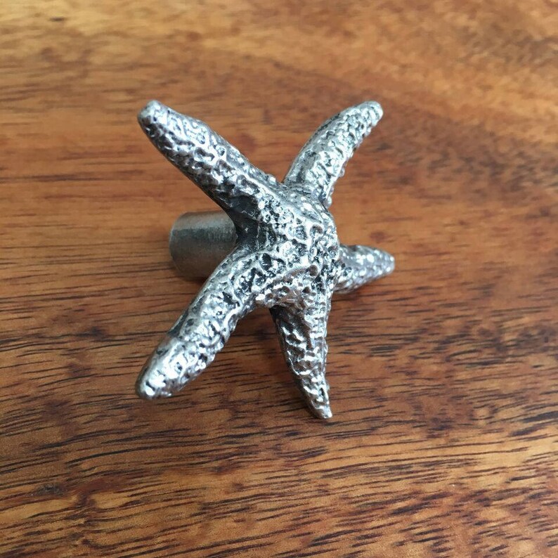 Starfish 2 Knob Seashell Drawer Pull Coastal Pull Etsy