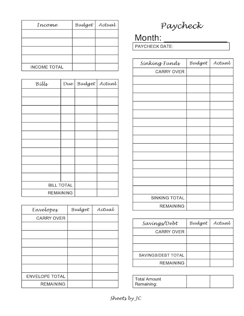 paycheck-tracker-and-cash-breakdown-black-and-white-etsy