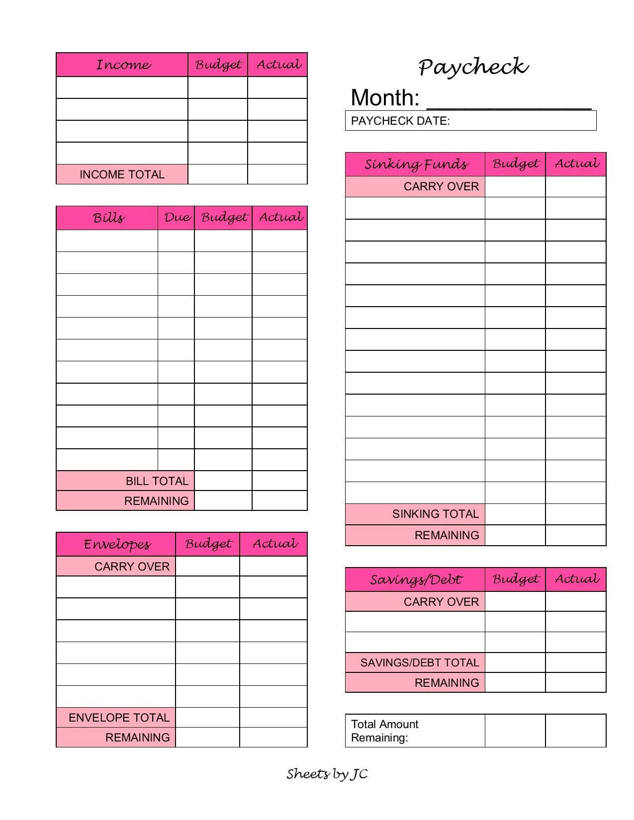 Paycheck Tracker And Cash Breakdown Pink Etsy UK Paycheck Tracker And Cash Breakdown Pink Etsy UK