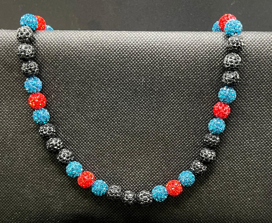 Baseball Rhinestone Necklace: Black, Teal, and Red Bling - Etsy