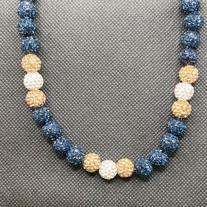 Baseball Rhinestone Necklace - Blue and Gold- Brewers- Milwaukee Bling necklace- Baseball Necklace  - Sparkle Necklace