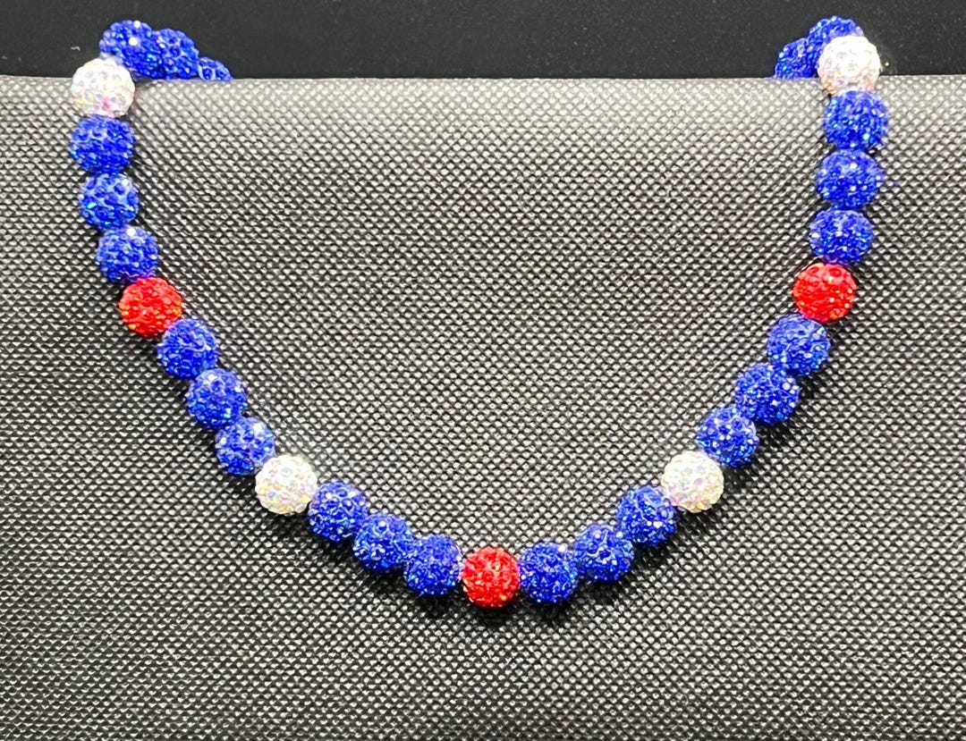 Baseball Rhinestone Necklace: Red, White & Blue MLB Inspired Bling - Etsy