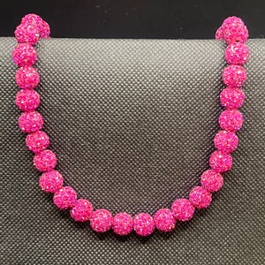 Solid Bling Baseball  Necklace - Magenta Hot Pink Drip Bling- Drip necklace- Drippy- pink rhinestone - pink bling