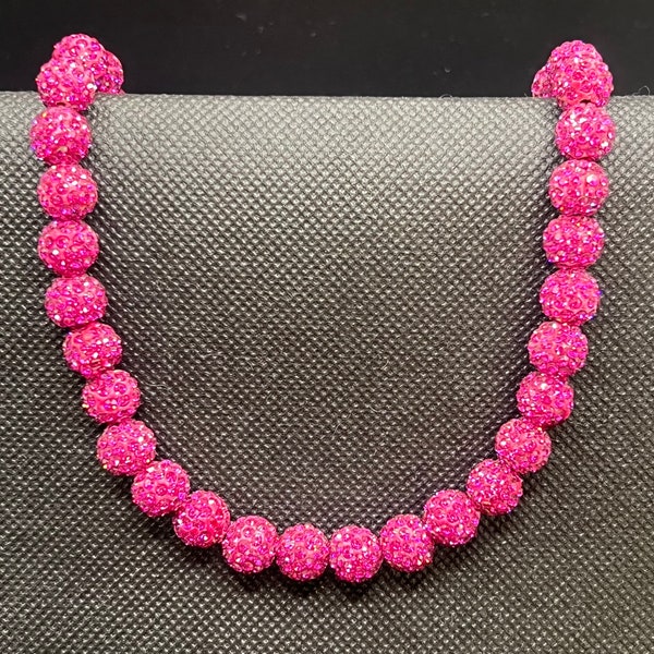 Solid Bling Baseball  Necklace - Magenta Hot Pink Drip Bling- Drip necklace- Drippy- pink rhinestone - pink bling