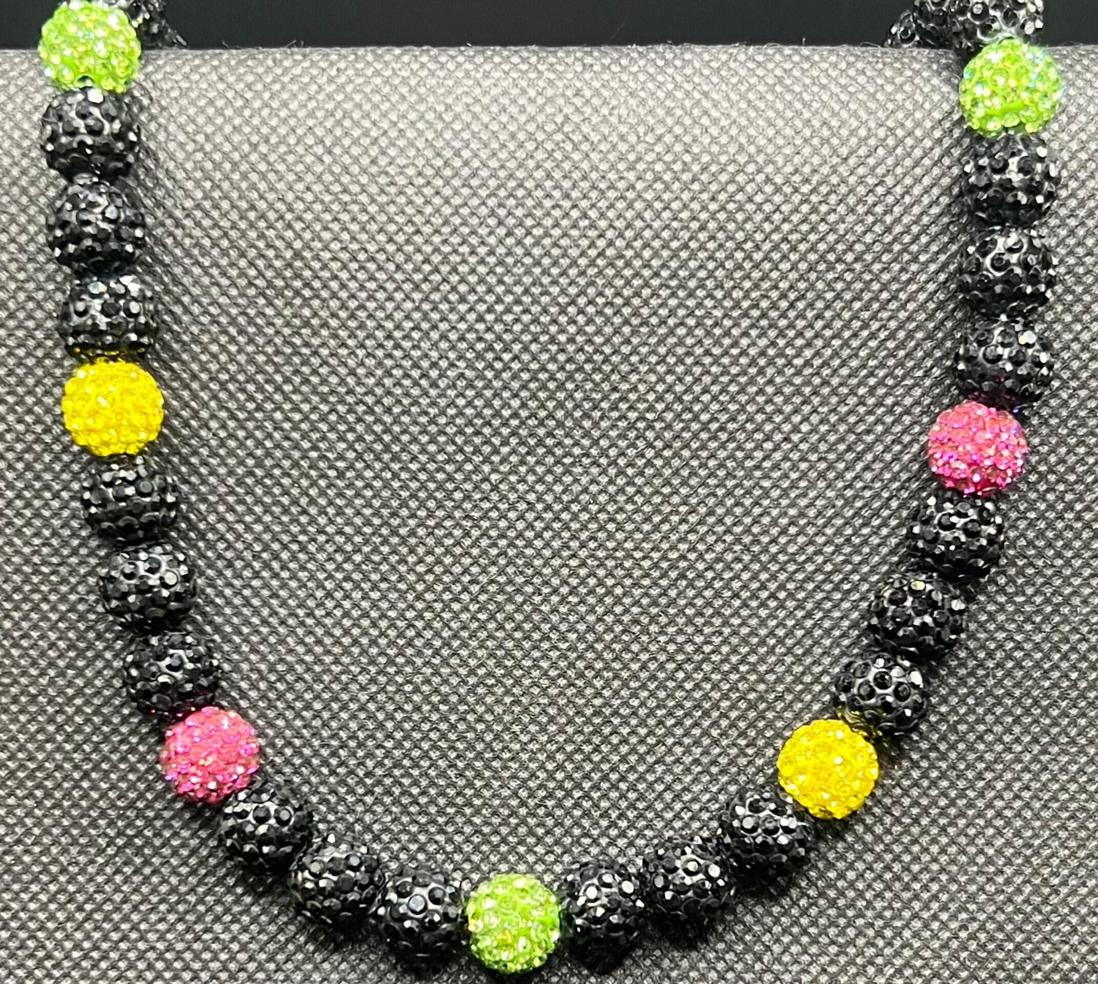 Baseball Rhinestone Necklace - Bling Necklace- Drip- Yellow, Green ...