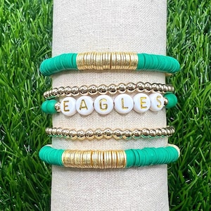 PHILADELPHIA EAGLES Stretchy Bracelet, Eagles Jewelry, NFL Football Jewelry, Sportsfan Gift, Super Bowl, Go Birds, Fly Eagles Fly