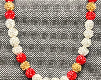49ers Bling Necklace: Rhinestone Football Fan Jewelry