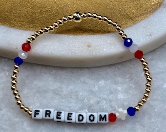 Freedom - God Family Country Bracelet – 14K Gold Filled Beaded bracelet- Christian Faith