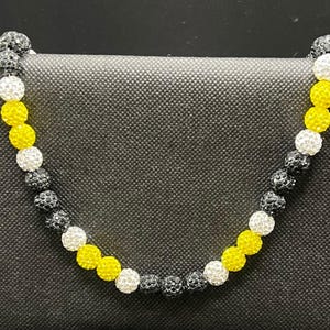 Baseball Rhinestone Necklace - yellow and Black- Steelers inspires- Pittsburgh- Baseball Necklace  - baseball bling