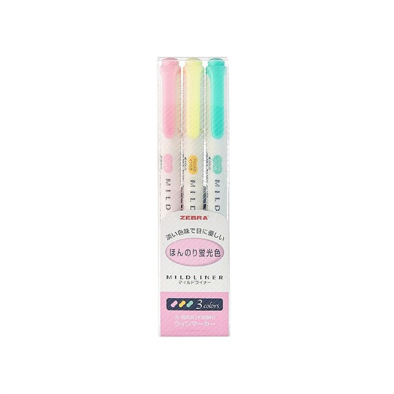 Zebra Mildliner Highlighter 3 Color / Pink Pack Mild & Etsy