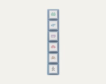 Kodomo No Kao Pochitto Pick Push-Button Stamp — Transport Icons