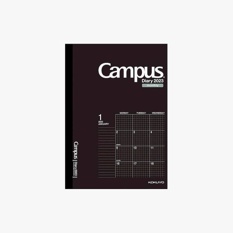 Kokuyo Campus Diary 2023 Monthly Grid A5 Black Etsy Australia