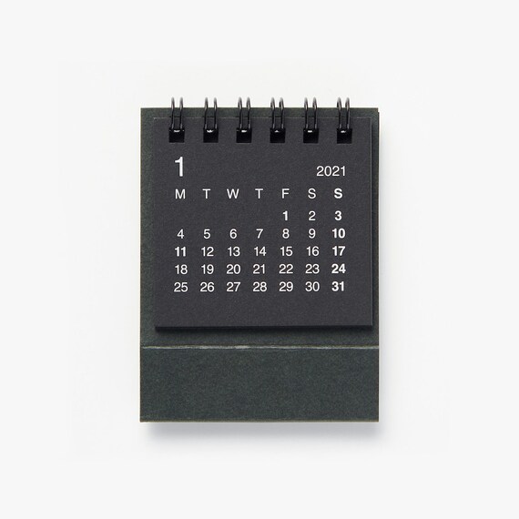 Muji Desk Calendar 2021 Mini Black Start From Monday 2020 Etsy muji usa 2021 calendar