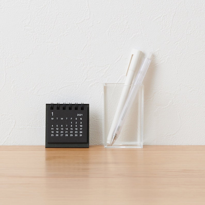 Muji Desk Calendar 2021 Mini Black Start From Monday 2020 Etsy