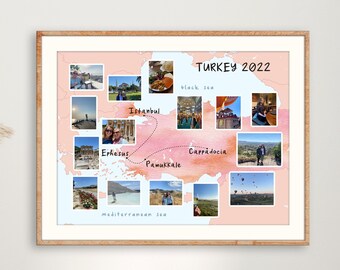 Digital Fully Custom Travel Map with Photos Print