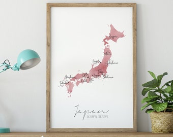 Japan Labelled Metallic Map Digital Print