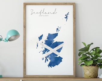 Scotland Watercolour Flag Map Digital Print