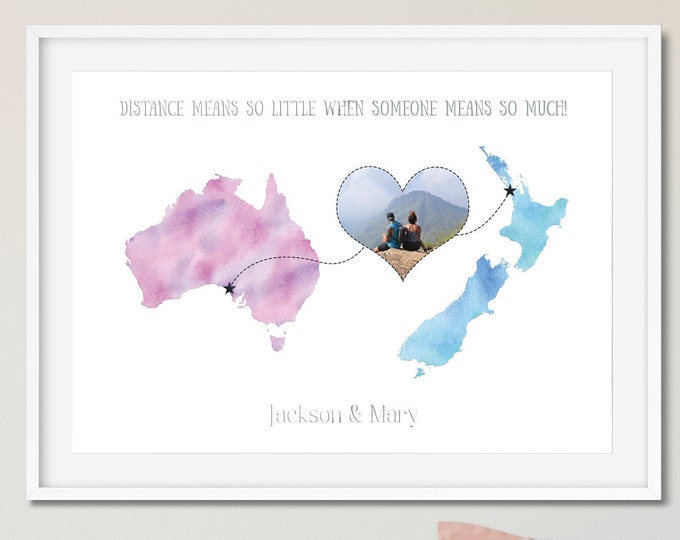 Digital Custom Long Distance Photo Map Print