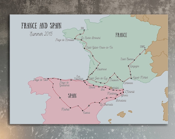 Digital Fully Custom Travel Map Print