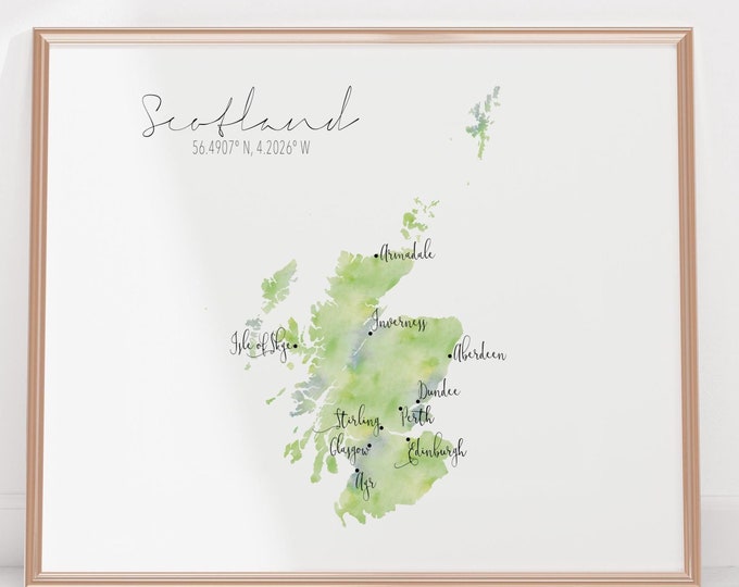 Scotland Watercolour Landscape Map