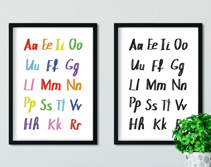 Samoa Alphabet / Monochrome and Rainbow / Chokle Digital Print