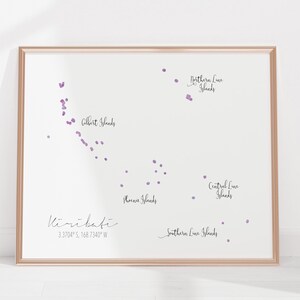 Carte des Kiribati / Aquarelle étiquetée / Art mural numérique ou imprimé / Grande affiche de carte / Idée cadeau / Impression jet d'encre / Décoration d'intérieur