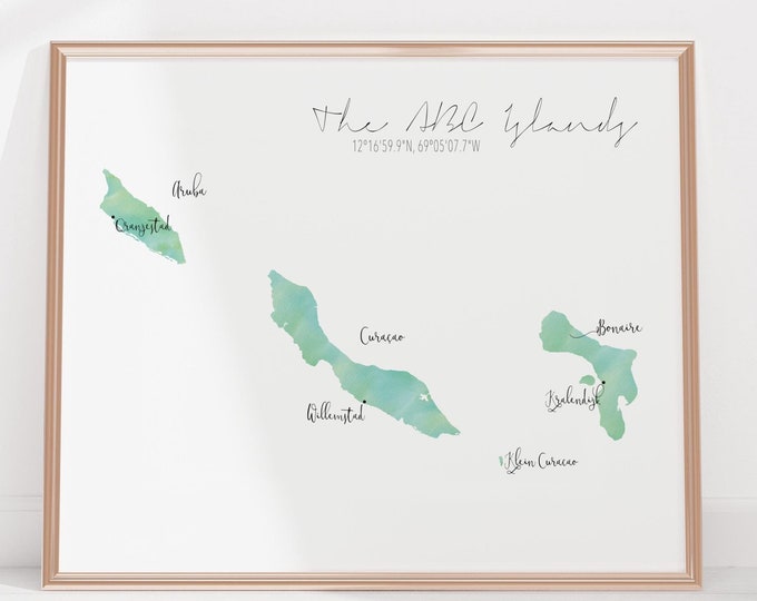 The ABC Islands Map - Aruba Bonaire Curaçao