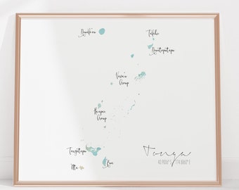 Turks and Caicos Labelled Watercolour Landscape Map