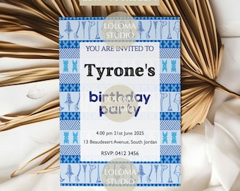 Fijian Birthday Invitation Blank Printable - Akuila Pattern
