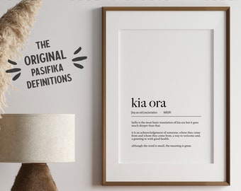 Digital Kia Ora (Hello) Definition Print - Te Reo Maori - New Zealand Art - Minimalist Print - Definition Print - Maori Affirmation