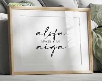 Samoa Alofa Makes An Aiga (Love makes a family) Print, Samoan love, alofa print, samoan home decor, aiga wall art, samoan language