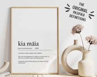 Kia Māia (Be Brave) Definition Digital Print - Te Reo Maori - New Zealand Art - Minimalist Print - Instant Download