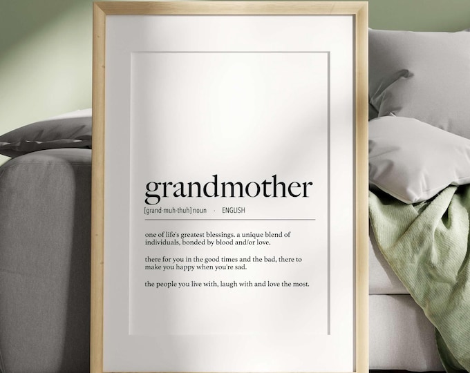 English Grandmother Definition Digital Print