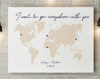 Digital Custom World Map - Wedding Map Guest Book - Wall Art - Personalized Christmas - Custom Map Art - Personalised Map of the World