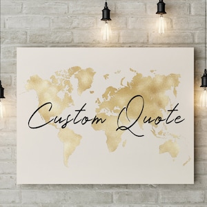 Impression numérique de citation de carte du monde d'or