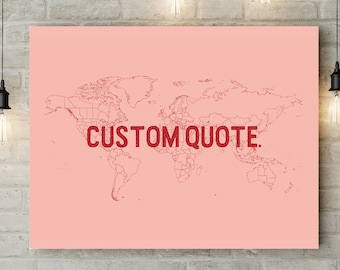 Digital World Map Quote Pink and Red Print // Fun World Map, Minimalist Map Print, Bright Art Map, Romantic Map Print, Spring Wall Decor