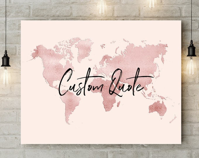Digital Pink World Quote Map #2 Print